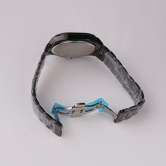 Black Chain Mans Wrist Watch Black Dial