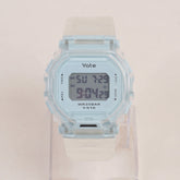 Kids Digital Sports Watch With White Straps & Cyan Dial