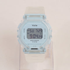 Kids Digital Sports Watch With White Straps & Cyan Dial