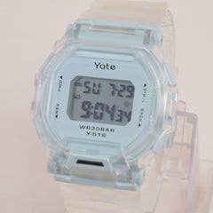 Kids Digital Sports Watch With White Straps & Cyan Dial