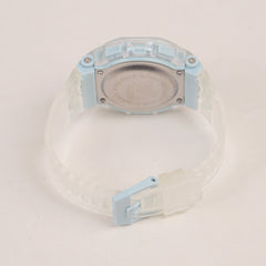 Kids Digital Sports Watch With White Straps & Cyan Dial