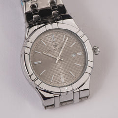 Silver Chain Mans Wrist Watch Silver Dial