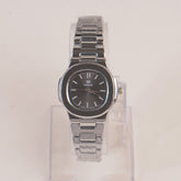 Women's Silver Chain Wrist Watch With Black Dial