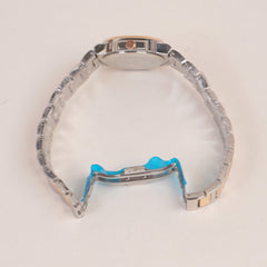 Two Tone Women's Silver Rosegold Chain Wrist Watch With Silver Dial
