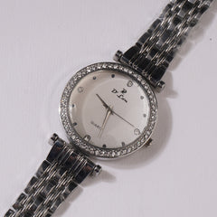Womens Chain Wrist Watch Silver White Dial