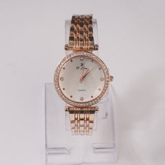 Womens Chain Wrist Watch Rosegold - White Dial