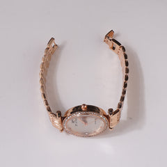 Womens Chain Wrist Watch Rosegold - White Dial