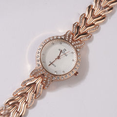 Womens Chain Wrist Watch Rosegold- White Dial