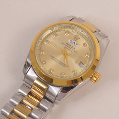 Two Tone Woman Silver Golden Chain Watch Golden Dial