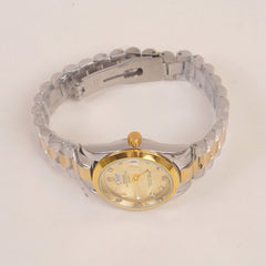 Two Tone Woman Silver Golden Chain Watch Golden Dial