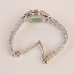 Two Tone Woman Silver Golden Chain Watch Golden Dial