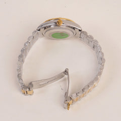 Two Tone Woman Silver Golden Chain Watch Golden Dial