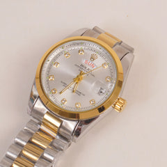 Two Tone Woman Silver Golden Chain Watch Silver Dial