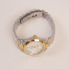 Two Tone Woman Silver Golden Chain Watch Silver Dial