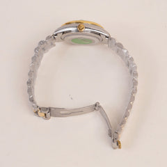 Two Tone Woman Silver Golden Chain Watch Silver Dial