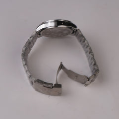 Mens Silver Chain Wrist Watch White Dial