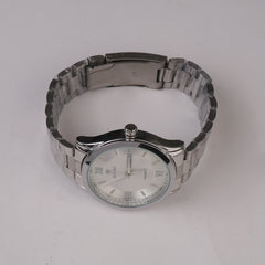 Mens Silver Chain Wrist Watch White Dial
