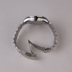 Mens Silver Chain Wrist Watch White Dial