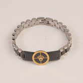 Two Tone Mens Black Silver Chain Bracelet