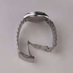 Mens Silver Chain Wrist Watch White Dial
