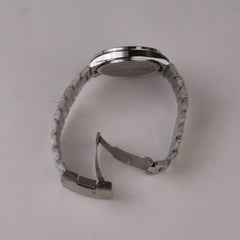 Mens Silver Chain Wrist Watch White Dial
