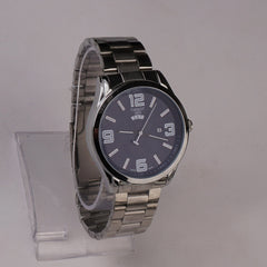 Mens Silver Chain Wrist Watch Blue Dial