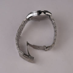 Mens Silver Chain Wrist Watch Blue Dial