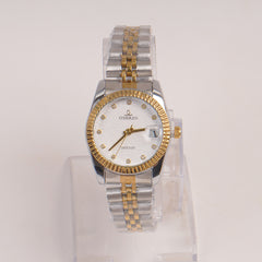 Two Tone Woman Silver Chain Watch White Dial