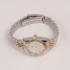 Two Tone Woman Silver Chain Watch White Dial