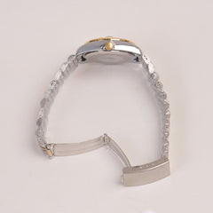Two Tone Woman Silver Chain Watch White Dial