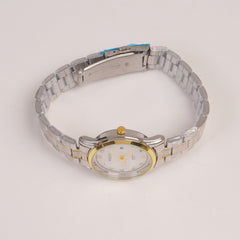 Two Tone Silver Chain Womans Watch White Dial
