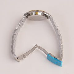 Two Tone Silver Chain Womans Watch White Dial