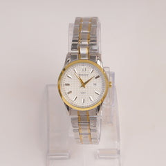 Two Tone Silver Chain Womans Watch White Dial