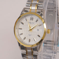 Two Tone Silver Chain Womans Watch White Dial