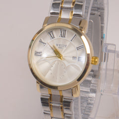 Two Tone Silver Chain Womans Watch White Dial