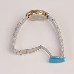 Two Tone Silver Chain Womans Watch White Dial