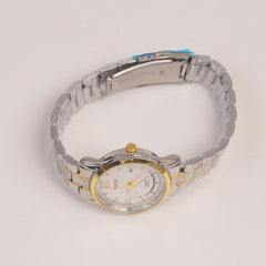 Two Tone Silver Chain Womans Watch White Dial