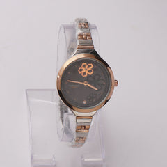 Two Tone Women Stylish Chain Wrist Watch Silver-Rosegold-B
