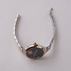 Two Tone Women Stylish Chain Wrist Watch Silver-Rosegold-B