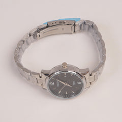 Silver Chain Womans Watch Black Dial