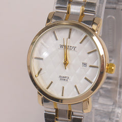 Two Tone Silver Chain Womans Watch White Dial