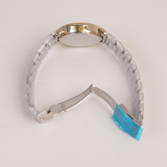 Two Tone Silver Chain Womans Watch White Dial