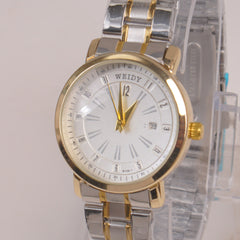 Two Tone Silver Chain Womans Watch White Dial
