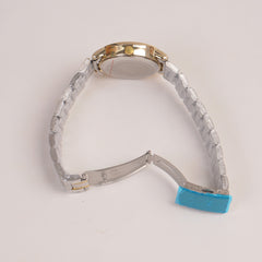 Two Tone Silver Chain Womans Watch White Dial