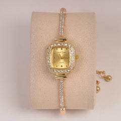 Golden Rosegold Chain Womans Watch Golden Dial