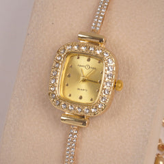 Golden Rosegold Chain Womans Watch Golden Dial