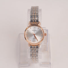 Two Tone Silver Chain Womans Watch Silver Dial