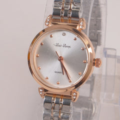 Two Tone Silver Chain Womans Watch Silver Dial