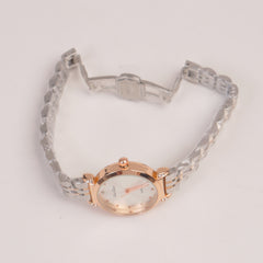 Two Tone Silver Chain Womans Watch Silver Dial
