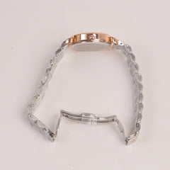 Two Tone Silver Chain Womans Watch Silver Dial